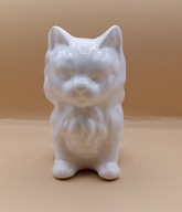 śliczny Kot biały kotek figurka pojemniczek z porcelany - ładny 14cm