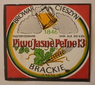 ETYKIETA - BROWAR CIESZYN - Piwo Jasne Pełne 13 - BRACKIE - PASTERYZOWANE