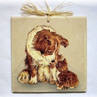 Robótkownia Kafelek obrazek 15x15 Pies Piesek Kot Kotek