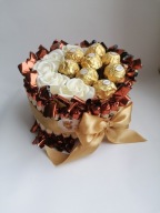 KOSZ SŁODYCZY PREZENT KONAFETTO FERRERO DZIEŃ BABCI DZIEŃ DZIADKA ZŁOTY