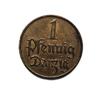 1 Fenig (Pfennige) z 1926 roku, wyemitowana przez Wolne Miasto Gdańsk