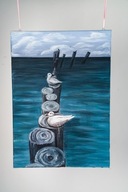 OBRAZ "PEJZAŻ MORSKI" AKRYL PŁÓTNO 70X50