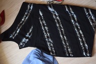 * LIPSY * SUKIENKA CZARNA OŁÓWKOWA Z CEKINAMI _38