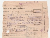 BILET KOLEJOWY -GDAŃSK KRAKÓW -bilet 2 kl.poc.osobowy -1985 rok
