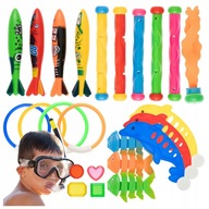 ZABAWKI DO NURKOWANIA DO BASENU ZATOPKI DO WODY WANNY ZESTAW 34 EL.