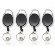 4X SKI-PASS BRELOK NA INDENTYFIKATOR Z KARABIŃCZYKIEM KÓŁECZKO KLIPS CZARNY
