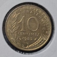 *FRANCJA [0113]*10 centymów CENTIMES 1982 Piąta Republika, Marianna Rośliny