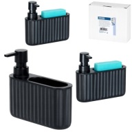 DOZOWNIK DO MYDŁA PŁYNU NACZYŃ CZARNY Z MIEJSCEM NA GĄBKĘ 400 ML