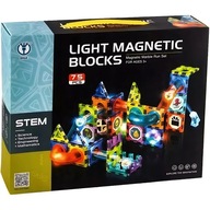 KLOCKI MAGNETYCZNE KONSTRUKCYJNE ŚWIECĄCE EDUKACYJNE DLA DZIECI TOR 75 EL.