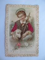 ŚWIĘTY JAN CHRZCICIEL przedwojenny ŚW.OBRAZEK KORONKA WSTAWKI Z MATERIAŁU