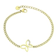 80762 Bransoletka złota stal chirurgiczna motylek cyrkonie
