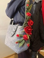Torba filcowa szara z kwiatami