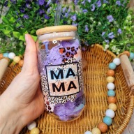 Prezent Dzień Matki szklany kubek Mama 500ml ze słomką i pokrywką handmade