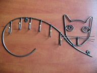 Wieszak metalowy na ubrania i klucze czarny Koty do przedpokoju loft 26cm