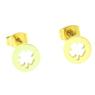 38479 Kolczyki złota stal chirurgiczna koniczynki w kółku