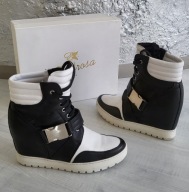 L estrosa włoskie sneakersy koturna roz 41 skóra