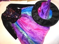 TU 3-4 L. STRÓJ SUKIENKA CZAROWNICY CEKINY KAPELUSZ SUPER NOWA!