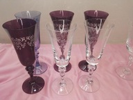 kieliszki wina kryształ? cięte szlifowane kolor szkło 6szt ornament 150ml