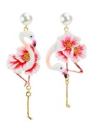 KOLCZYKI EMALIOWANE flamingi ptaki różowe emalia