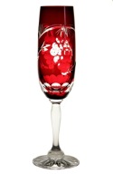 KRYSZTAŁOWE Rubinowe Kieliszki do Szampana Z.180 ml Win. Szlifowane Polskie