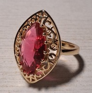 AŻUROWY PIERŚCIONEK RÓŻOWY RODOLIT