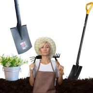 SZPADEL OGRODOWY CZARNY PROSTY TRZONEK METALOWY 115CM WYGODNY SOLIDNY