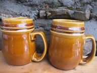 MIODOWY Masywny Kufel_ Porcelit TUŁOWICE PRL