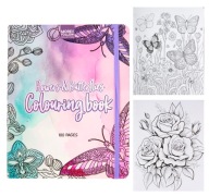 ELEGANCKA KOLOROWANKA dla Dorosłych z Gumką TWARDA OPRAWA 100 str A5 KWIATY