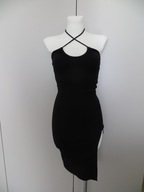 Sukienka czarna Bershka na ramiączkach XS z rozcięciem z boku