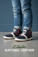 Clarks Fawn Peak sneakersy za kostkę skórzane granatowe rozm. 29,5