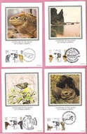 Anglia 1982 MC FDC 4szt.K.Darwin, ptaki, żółw,jaszczurka, 4datowniki,JEDWAB
