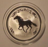 ROK KONIA 1 $ DOLAR 2002 AUSTRALIA, 1 OZ 999, LUNAR I 1 1 UNCJA 999 PIĘKNA