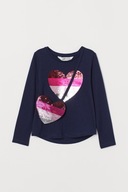 H&M Dżersejowy top i torebka na ramię 134/140 granatowy obracane cekiny