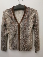 NORWESKI SWETER S/M CARDIGAN SWETR PANTERKA WEŁNA