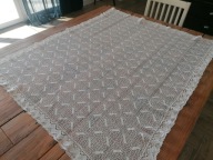 PRACA RĘCZNA SZYDEŁKO BAWEŁNIANY OBRUS WZORY ART-DECO wyk.koronką 120x145 1