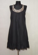 WAREHOUSE 100% SILK JEDWAB CEKINY JEDWABNA FALBANA ELEGANCKA LUŹNA PROSTA