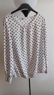 Biała bluzka w czarno-różowe grochy, rozmiar 36/38