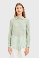 Stradivarius zielona koszula groszki kropki tiulowa transparentna miętowa M