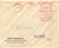 CZECHOSŁOWACJA -NAFTA -NAFTASPOL -koperta firmowa -obieg 1929 rok