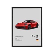 Porsche 911 carrera 4 GTS Plakat w Ramce z Szybką 20x30 Wysoka jakość
