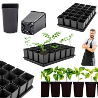 DONICZKI DO ROZSADY PLASTIKOWE KWADRATOWE PRODUKCYJNE 0,8L 24SZT + TACKA