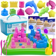 PIASEK KINETYCZNY XXL 3KG – NAJLEPSZY ZESTAW Z BASENIKIEM I FOREMKAMI!