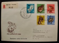 !! ZWIERZĘTA - SZWAJCARIA 1966 - KOPERTY FDC - LIST POLECONY - STAN BDB !!