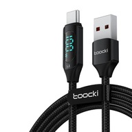 Kabel Ładowania 2m USB-C USB-A 100W Toocki Przewód Oplot Wyświetlacz Czarny