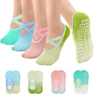 Antypoślizgowe Skarpetki Damskie Joga Pilates Fitness 4 Pary