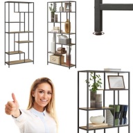REGAŁ METALOWY NA KSIĄŻKI INDUSTRIALNY LOFT WYSOKI 180X80X30 CM 6 PÓŁEK