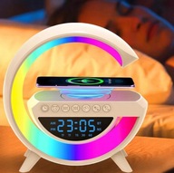 Lampka nocna LED biała rgb budzik ładowarka indukcyjna usb bluetooth zegar
