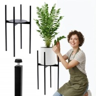 KWIETNIK METALOWY STOJĄCY CZARNY STOJAK NA KWIATY LOFTOWY 60CM NA BALKON