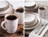 NOWOCZESNY ZESTAW OBIADOWY 18 TALERZY + 6 KUBKÓW 24szt.