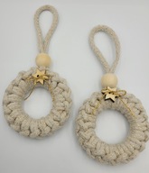 Mini wianki świąteczne 4 szt makrama zawieszki na choinkę bombki handmade